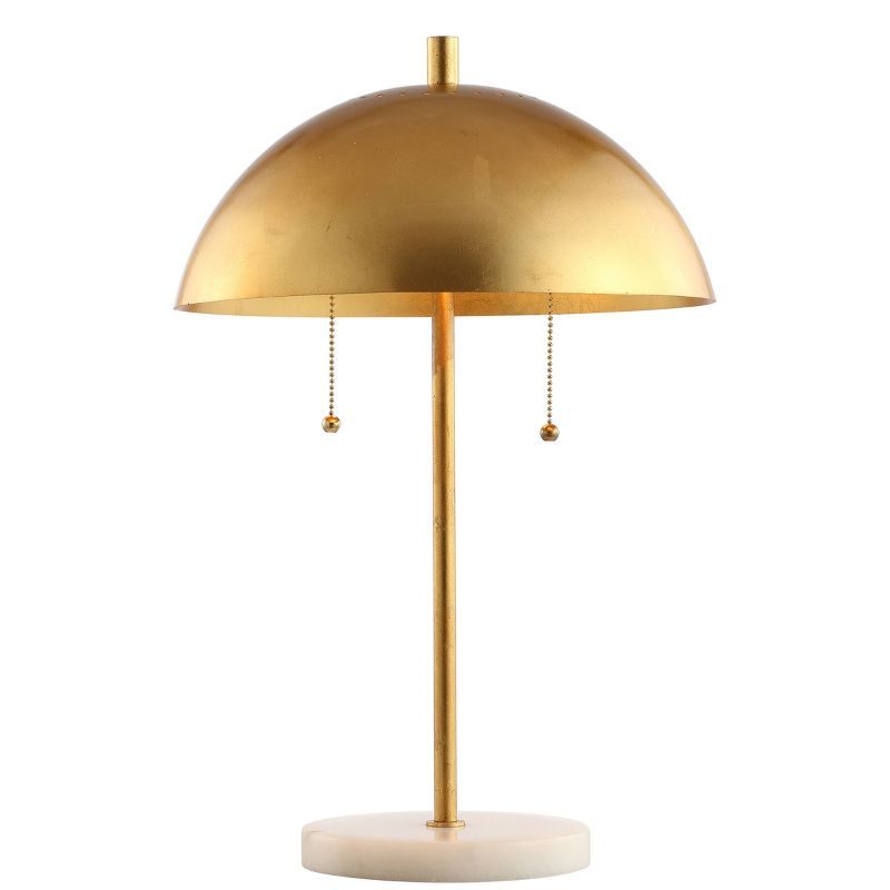 20.7&#34; Metal Dome Table Lamp with Marble Base (Includes LED Light Bulb) Gold/White - Jonathan Y, 1 of 7
