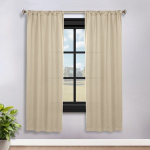 Classic Modern Solid Room Darkening Semi-Blackout Curtains, Rod Pocket, Set of 2 by Blue Nile Mills - 1 of 4