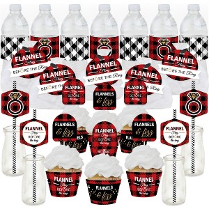 Big Dot of Happiness Flannel Fling Before The Ring - Buffalo Plaid Bachelorette Party Favors and Cupcake Kit - Fabulous Favor Party Pack - 100 Pieces - 1 of 4