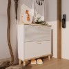 Racxily Narrow Shoe Cabinet with 2 Flip Drawers, Freestanding 8-16 Pair Storage Organizer with Wood Legs, White/Natural - 3 of 4