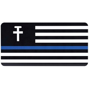 Dicksons LP-1034 Christian Flag Honors Police Black and Blue 12 x 6 Inch Aluminum Decorative License Plate Accessory Frame - 1 of 2