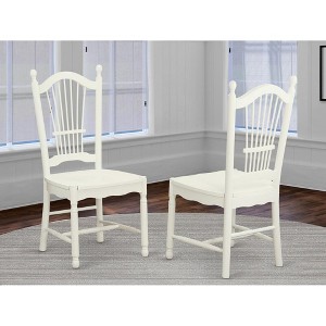 East West Furniture, Dover  Dining  Room  Chairs  With  Wood  Seat  -  Finished  in  Linen  White,  Set  of  2 - 1 of 3