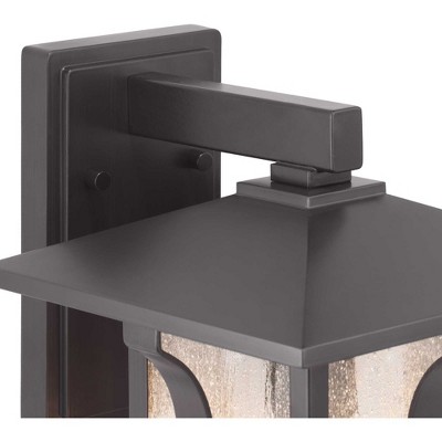 Antique Bronze 16" Outdoor Wall Lantern with Seeded Glass