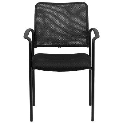 Black Mesh Stackable Steel Visitor Chair with Arms