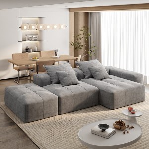 Whisen Chenille Fabric Cushion Sofa & Modular Sectional Sofa with 4 Pillows and 3 Seats, Modern Oversized Comfort for Family Living - 1 of 4