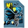 Warner Brothers Batman - Blue Yellow and Grey 4 Piece Toddler Bed Set - Comforter, Flat Top Sheet, Fitted Bottom Sheet, Reversible Pillowcase - 2 of 4