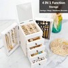 Wood Jewelry Box with Mirror, 5 - Layer Organizer, 4 Drawers for Rings, Earrings, Necklaces, White - 2 of 4