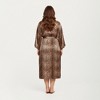 Anna-Kaci Lounge Women's Leopard Print Satin Robe with Soft Silky Sheen, Adjustable Wrap Tie Waist and Flowing Longline Silhouette - 3 of 4