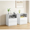 Airsurfer 2-Piece Set White Nightstand Modern White Nightstand Set Bedroom Furniture for Bedroom Storage - 2 of 4