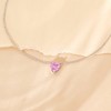 Girls' Prong CZ Birthstone Heart Sterling Silver Necklace - In Season Jewelry - 4 of 4