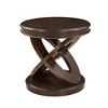 Luxystar Retro Wood Round End Table with X-shape Base for Dining or Living Room, Espresso - 2 of 4