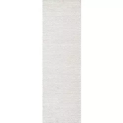 2'6"x6' Runner Hand Woven Chunky Woolen Cable Area Rug Off White - nuLOOM