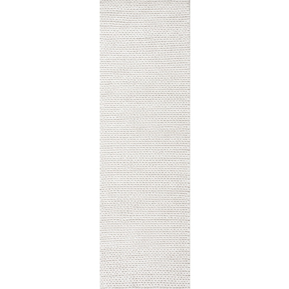 2'8inx12' Runner Hand Woven Chunky Woolen Cable Area Rug Off White - nuLOOM