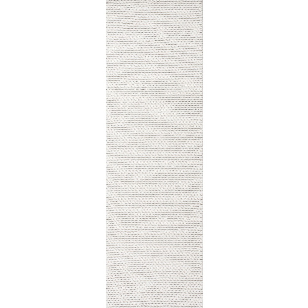 2'8inx12' Runner Hand Woven Chunky Woolen Cable Area Rug Off White - nuLOOM