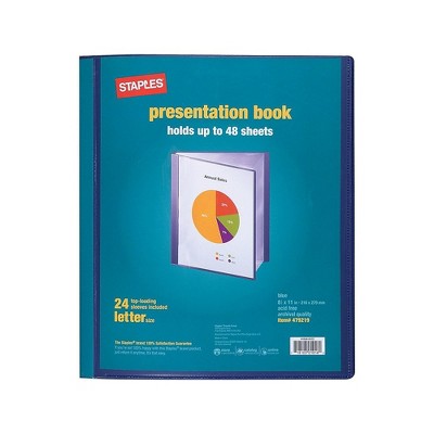 Staples Presentation Binder 24 Sleeve Capacity Blue 479219