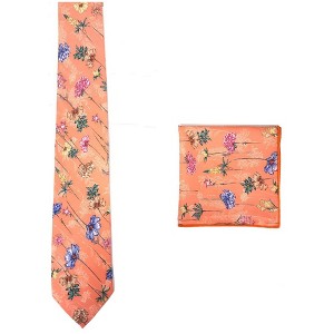 Men's Floral Cotton 3.35 Inch Wide And 58 Inch Long Neckties And Hankies - 1 of 3