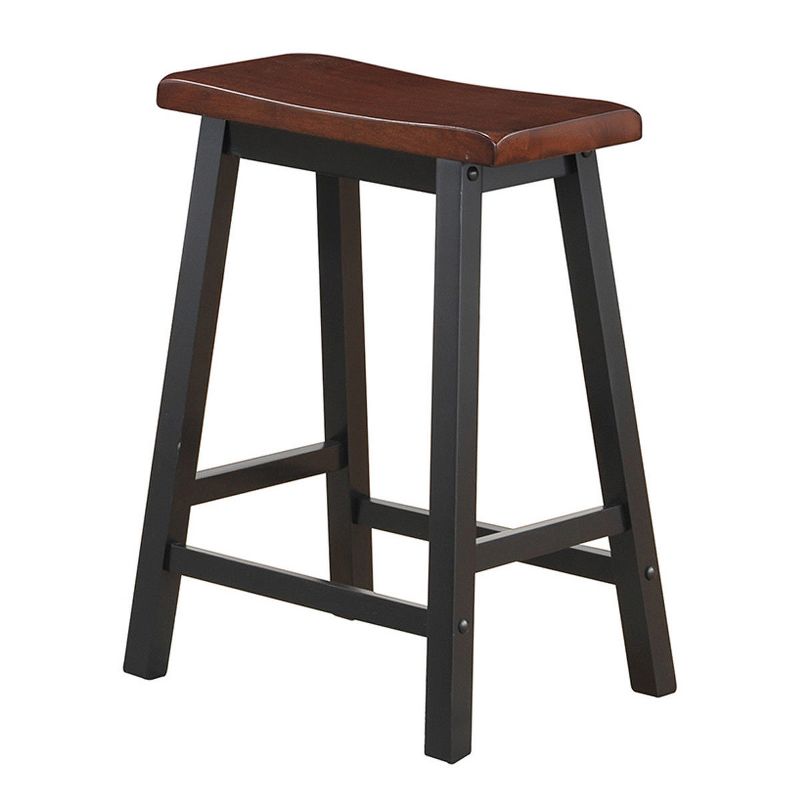 Tangkula Set of 2 Bar Stools 24"H Saddle Seat Pub Chair Home Kitchen Dining Room Brown, 3 of 7