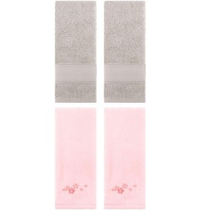 REGALWOVEN 4 Pcs Bathroom Decorative Cotton Soft Absorbent Sold Striped Hand Towel - 1 of 4