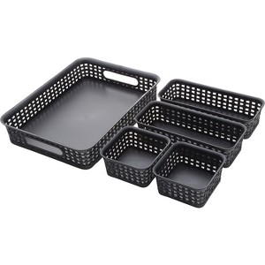 Advantus Thinkspace Plastic Weave Bins Black 5/Pack 37530 - 1 of 2