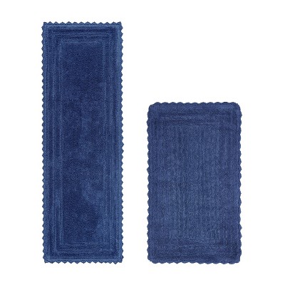 Lilly Crochet Collection 100% Cotton Tufted Reversible 2-Piece Bath Rug Set – Super Absorbent, Machine Washable Bathroom Mats with Crochet Pattern