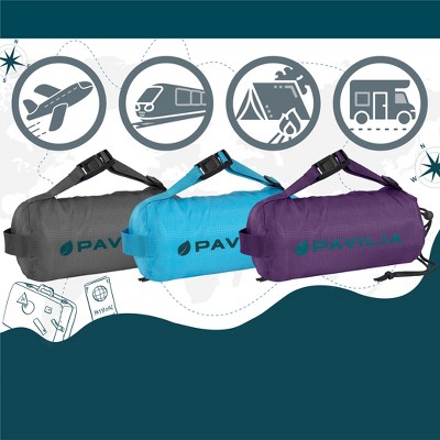 Purple Microfiber Packable Travel Blanket with Carry Bag