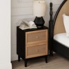JIONJOY Distressed Rattan Nightstand - Fully Assembled 2-Drawer Boho Bedside Table with Brass Knobs & Woven Cane Fronts - 4 of 4