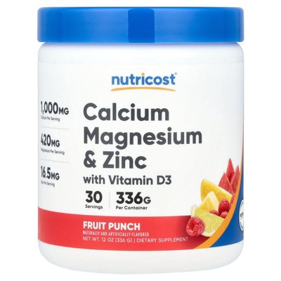 Nutricost Calcium Magnesium & Zinc With Vitamin D3, Fruit Punch, 12 oz (336 g)