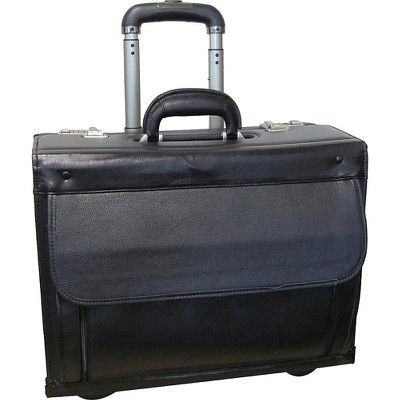 Amerileather Black Leather Wheeled Catalog Case