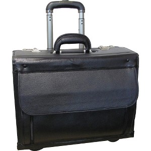 Amerileather Black Leather Wheeled Catalog Case - 1 of 4