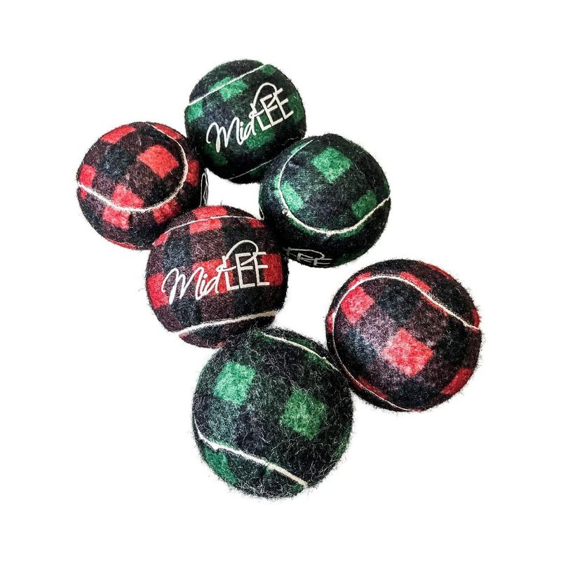 Midlee Dog Christmas Plaid Tennis Balls, 1 of 10