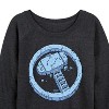 Women's - Marvel - Thor Rock Icon Lightweight French Terry Wide Neck Long Sleeve Shirt - 2 of 4