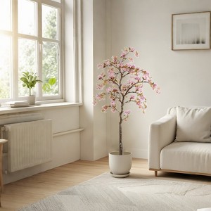 Artificial trees, lifelike potted silk crabapple flower trees, and potted artificial fake trees with lifelike branches and leaves - 1 of 4