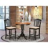 Counter Height Dining Set - 3 Piece Table & Chair Set - Round Pedestal Table - Kitchen Dining Room Furniture - 2 of 4