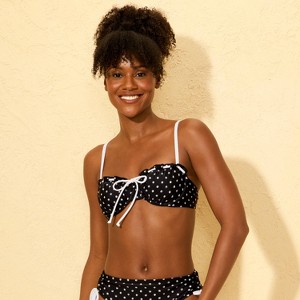 Women's Polka Dots Tunneled Lace Underwire Bikini Top - Shade & Shore™ Black - 1 of 4