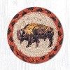 Earth Rugs Buffalo Coaster – 5"x5" Braided Natural Fiber Drink Mat with Western Buffalo Print for Rustic Lodge Decor - 2 of 3