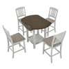 5 PCS Extendable Dining Table Set Dining Set with 4 Upholstered Dining Chairs, Storage Shelf & Foldable Leaves, Space-saving, Brown+White-ModernLuxe - 4 of 4