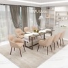 Elias Dining Chair Upholstered in Velvet and Powder Coated Legs Set of 2, Beige - 3 of 4