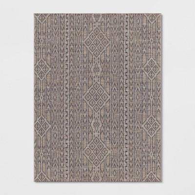 Outlined Geo Pattern Outdoor Rug Neutral - Threshold™