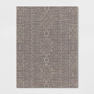 Outlined Geo Pattern Outdoor Rug Neutral - Threshold™ - 1 of 4
