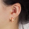 Small Hoop Cartilage Earrings Teacher Earrings for Women；White Black Enamel Hypoallergenic Hooped Gifts Gold and - 2 of 4