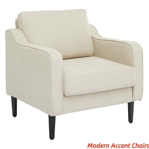 Mid Century Accent Chair for Living Room, Modern Reading Chair for Bedroom,Linen Fabric Upholstered Armchair,Comfy Single Sofa Side Chair - 1 of 4