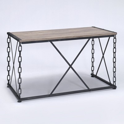 Vynxaria Antique Black Rectangular Desk Industrial Design for Vintage Modern Workspaces