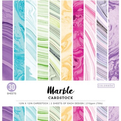 Colorbok 78lb Single-Sided Printed Cardstock 12"X12" 30/Pkg-Marble