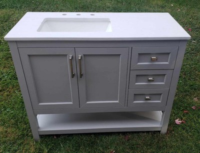 36 Contemporary Bathroom Vanity With Top Sink, 2 Soft Close Doors, And 6  Drawers, Gray - Modernluxe : Target