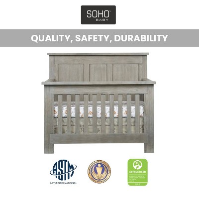 Oak Gray 4-in-1 Convertible Crib with Rustic Wainscoting