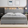 Bed Frame with Headboard, Wooden Bed Frame with Storage Headboard and Charging Station,Beige/FULL - 3 of 4