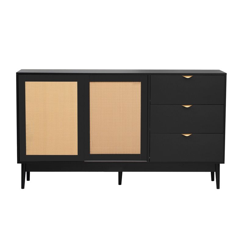 2-Door Storage Cabinet With 3 Drawers and Metal Handles For Hallway, Entrance Hall, Living Room and Study Room - ModernLuxe, 4 of 12