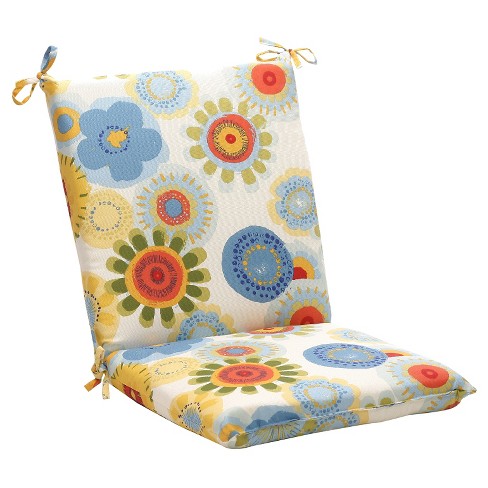 Outdoor Chair Cushion - Blue/White/Yellow Floral : Target