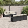 vidaXL 9 Piece Patio Sofa Set with Cushions Black and Cream Poly Rattan - 2 of 4