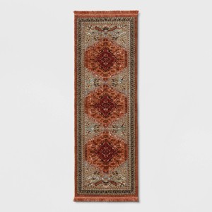 Floral Woven Rug Rust/Green - Threshold™ - 1 of 3